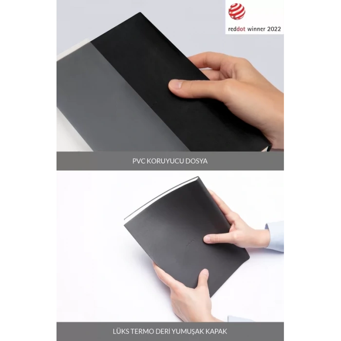 LATON KOPPİ B5 TARİHSİZ PLANLAYICI TOPLANTI ORGANİZATÖRÜ TERMO DERİ YUMUŞAK KAPAK DEFTER 18x23cm 128 YAPRAK SİYAH