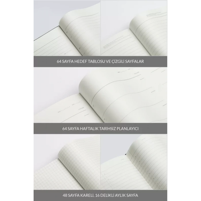 LATON TAVOİTE A5 TARİHSİZ PLANLAYICI KUMAŞ SERT KAPAK DEFTER 14x21cm 256 YAPRAK AÇIK GRİ