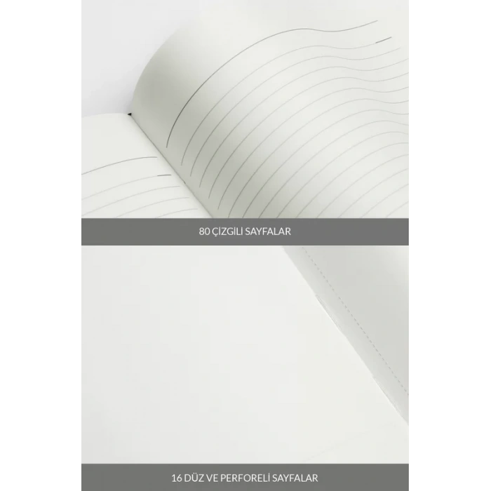 LATON VİİLEA A5 PREMİUM TERMO DERİ YUMUŞAK KAPAK PVC A5 KAYDIRICI ÇANTA,PVC A6 YAPIŞTIRICI CEP DEFTER 14x21cm 96 SAYFA KOYU GRİ