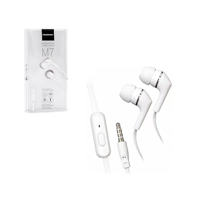 POWERWAY M7 STEREO MİKROFONLU KULAKİÇİ KULAKLIK BEYAZ