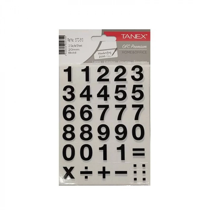 TANEX STC-510 RAKAM ETİKETİ 20mm 2Lİ POŞET