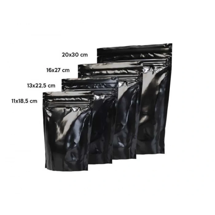 Siyah Alüminyum Doypack 13x22,5 cm - 100 Adet