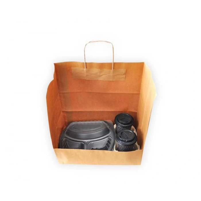 Burgu Saplı Kraft Kağıt Çanta 31x20x33 cm - 25 Adet