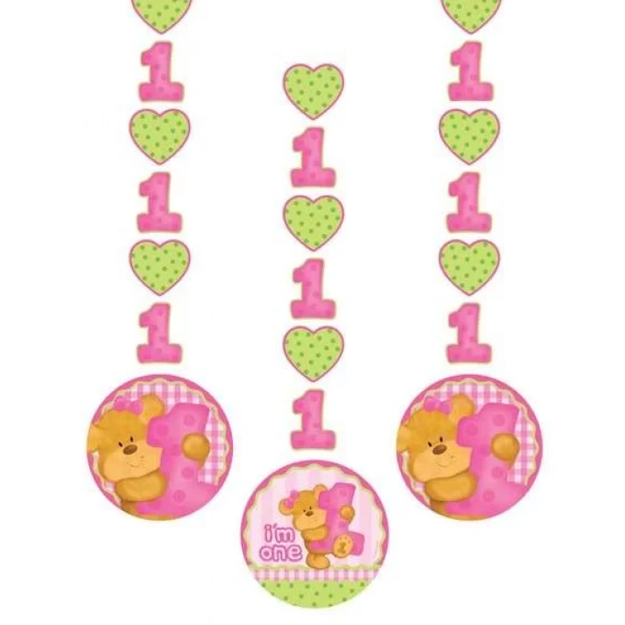 1 Yaşındayım Pembe Ayıcık 3 lü Asma Süs