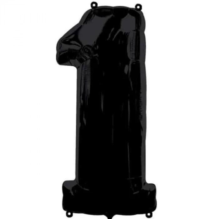1 Rakamı Siyah Renk Folyo Balon 100 cm