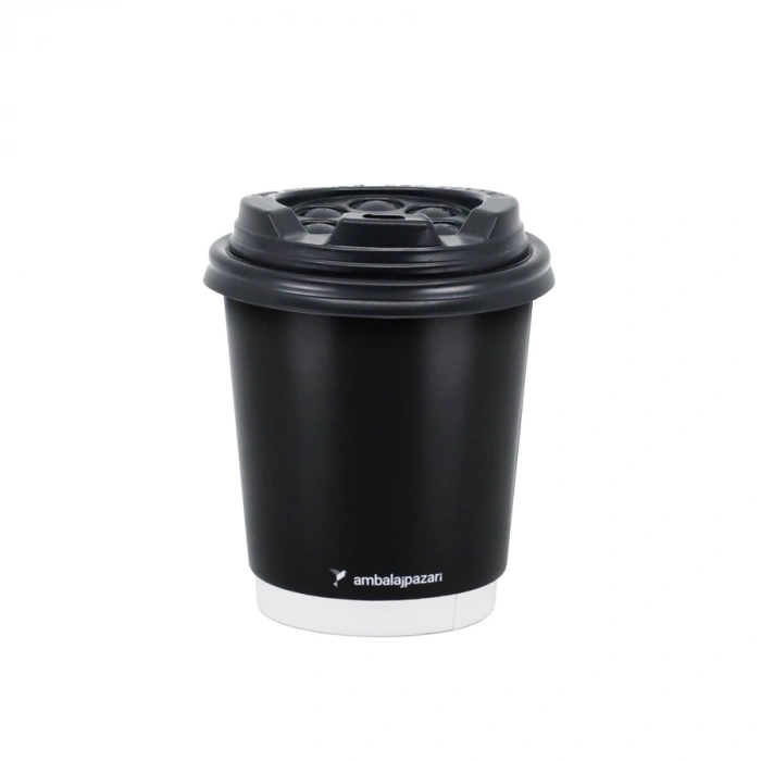 Double Wall Siyah Karton Bardak 8 oz - 30 Adet