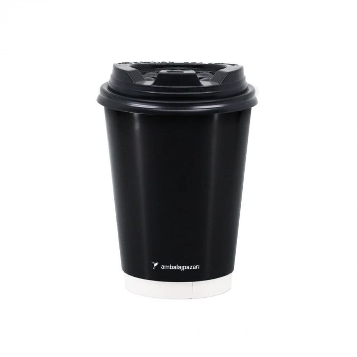 Double Wall Siyah Karton Bardak 14 oz - 25 Adet