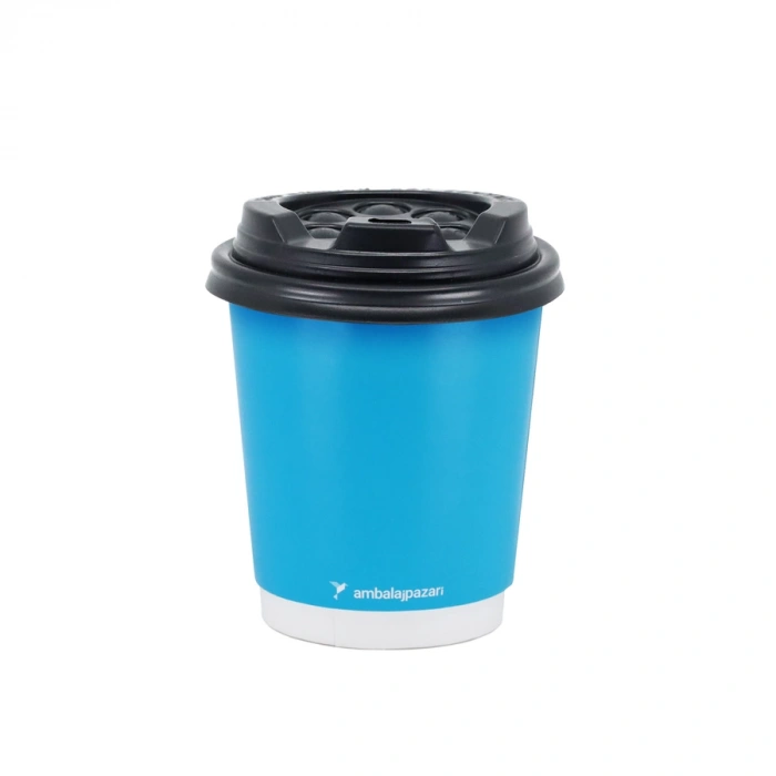 Double Wall Mavi Karton Bardak 8 oz - 30 Adet