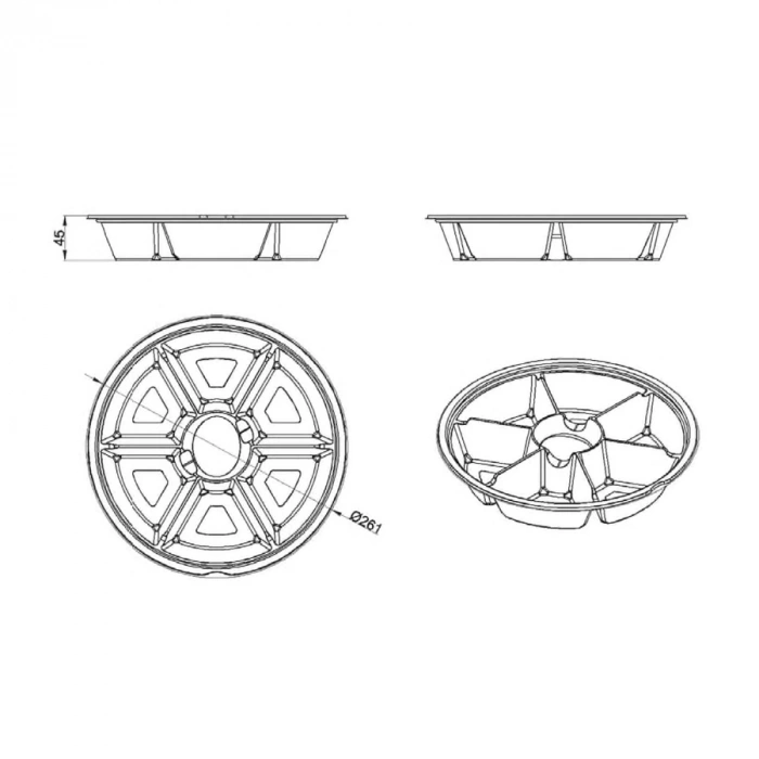 Yuvarlak 7 Bölmeli Siyah Kap - 50 Adet
