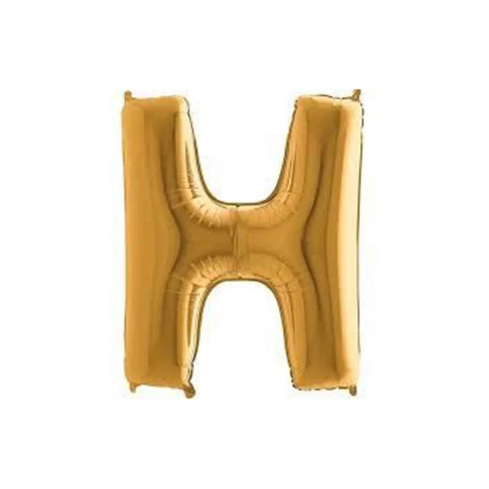 H Harfi Altın Renk Folyo Balon 100 cm