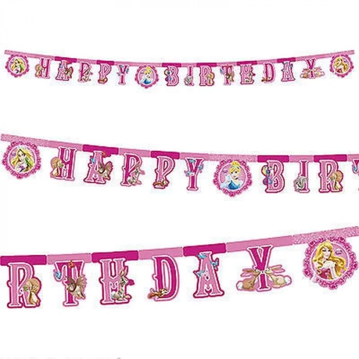 Disney Prensesleri Happy Birthday Harf Afiş