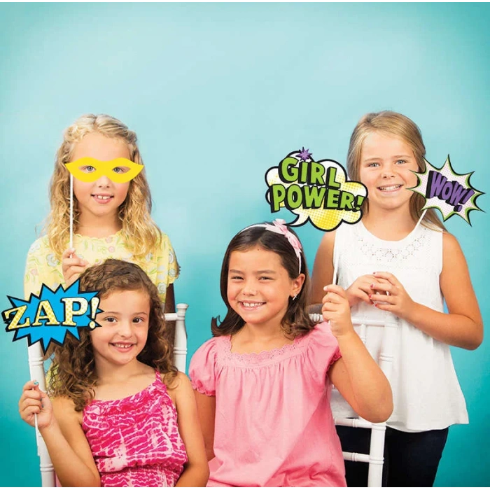 Superhero Girl Fotoğraf Çekme Aksesuarları 10 Adet