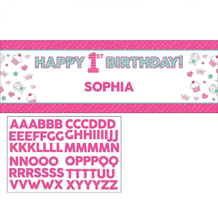 İlk Yaş Partim Kız Harf Stickerlı Dev Afiş