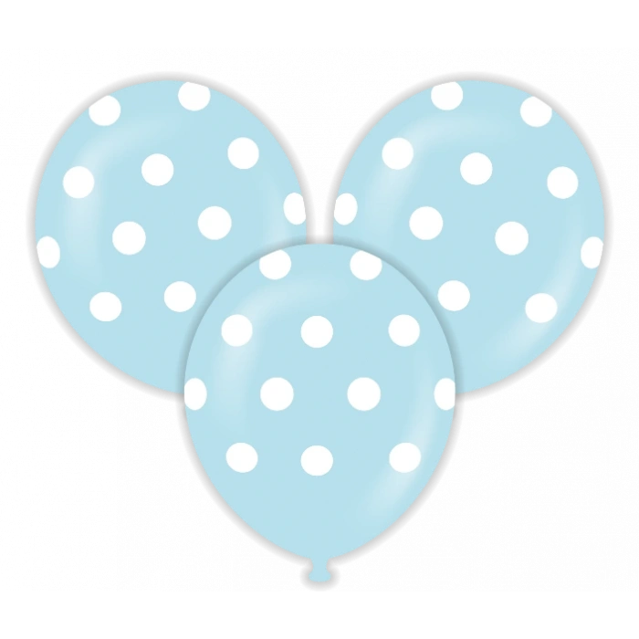 Mavi Puanlı Çepeçevre Baskılı Balon 10 Adet
