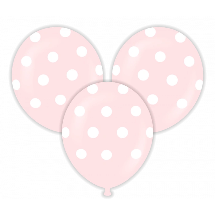 Pembe Puanlı Çepeçevre Baskılı Balon 10 Adet