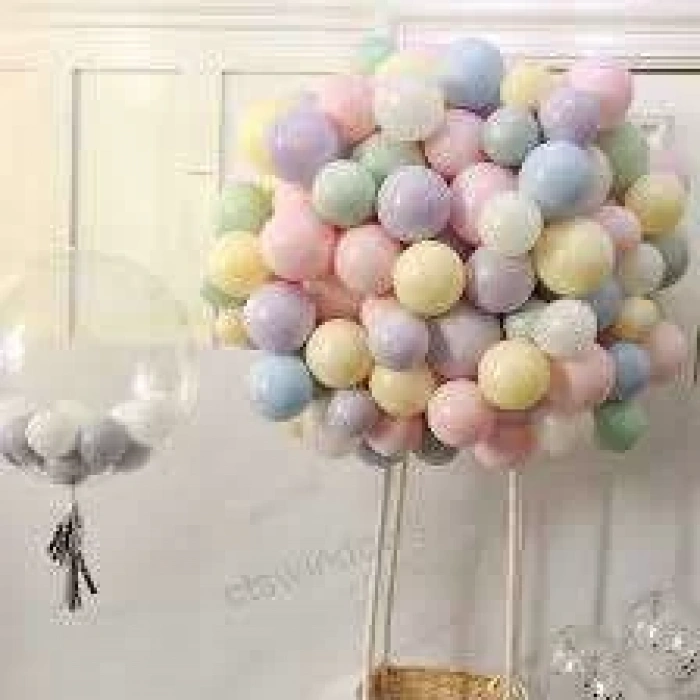 Makaron Karışık Renklerde 10 Lu latex Balon Küçük Boy