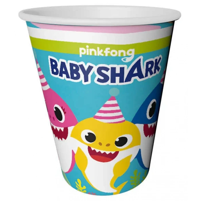 Baby Shark Partisi Karton Bardak 8 Adet