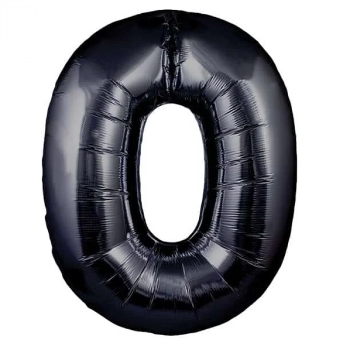 0 Rakamı Siyah Renk Folyo Balon 100 cm