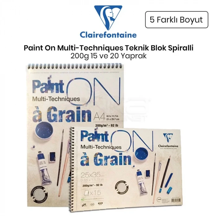 Clairefontaine Paint On Multi-Techniques Teknik Blok Spiralli 200g