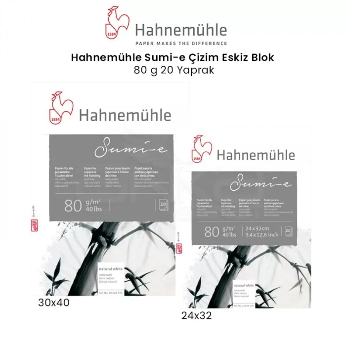 Hahnemühle Sumi-e Çizim Eskiz Blok 80g 20 Yaprak