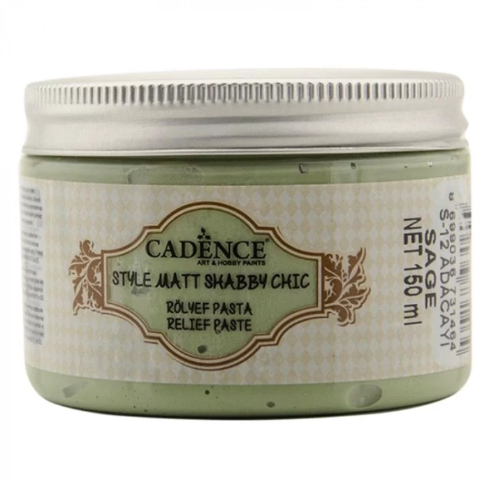 Cadence Shabby Chic Rölyef Pasta 150ml SR12 Adaçayı-Sage