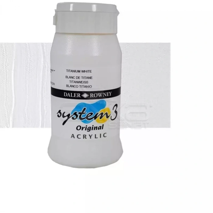 Daler Rowney System 3 Akrilik Boya 500ml 009 Titanium White