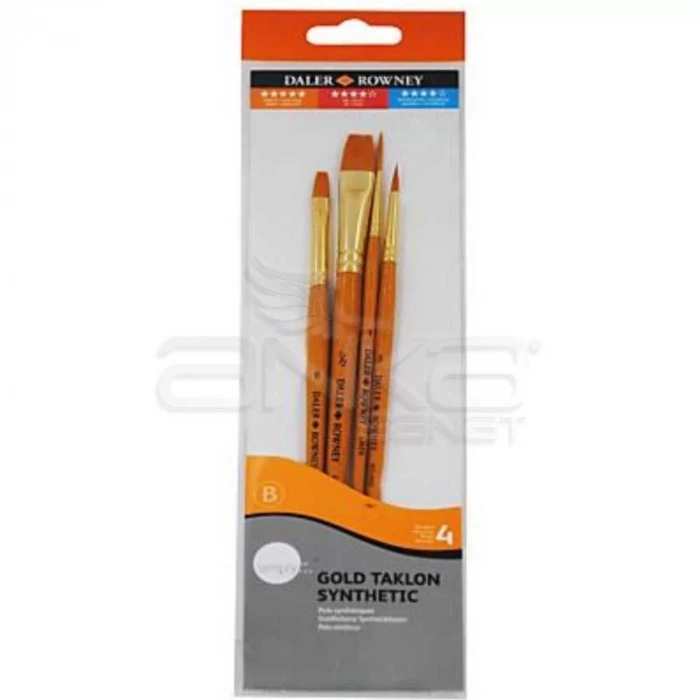 Daler Rowney Simply Gold Taklon Synthetic 4lü Fırça Seti Kod:402