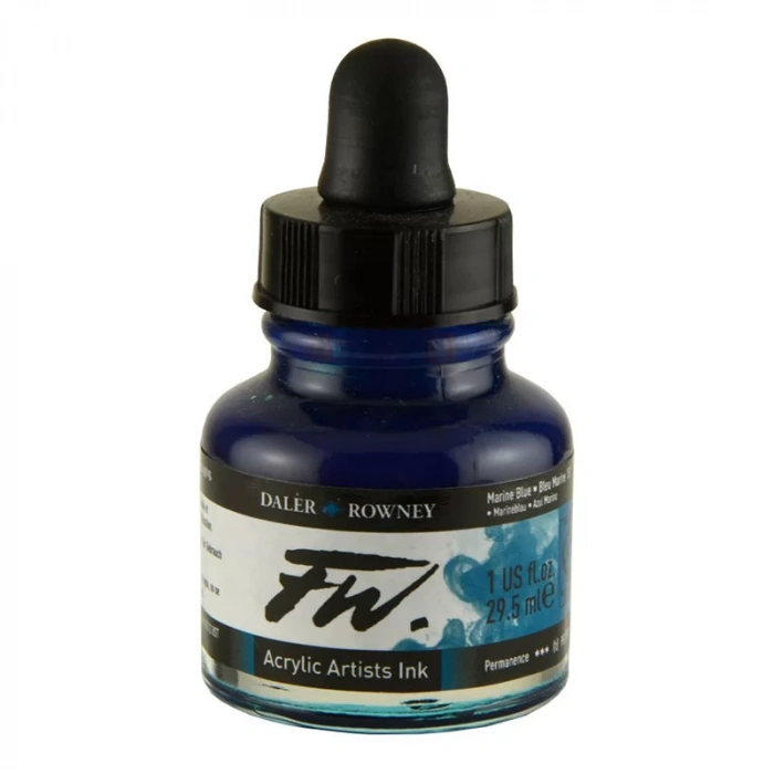 Daler Rowney FW Acrylic Artist Ink 29.5ml Cam Şişe Marine Blue 151