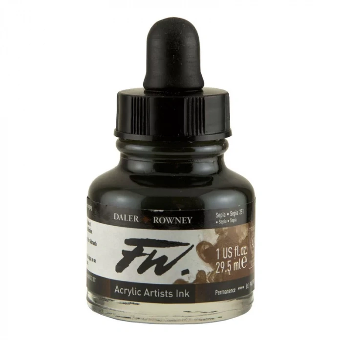 Daler Rowney FW Acrylic Artist Ink 29.5ml Cam Şişe Sepia 251
