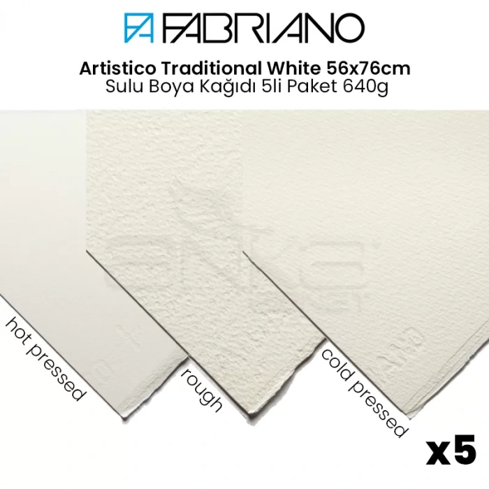Fabriano Artistico Traditional White 56x76cm Sulu Boya Kağıdı 5li Paket 640g
