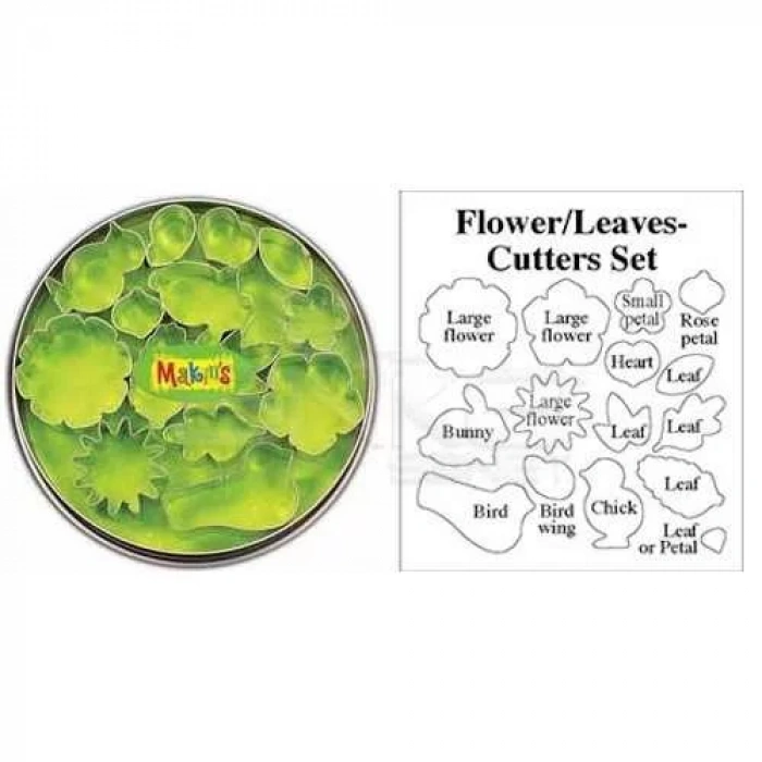 Makins Clay Kesici Kalıp Seti Çiçek Yaprak 15 Desen Kod:37005