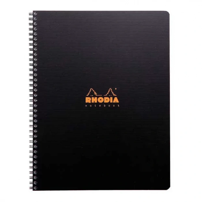 Rhodia Active Çizgili Defter Siyah Plastik Kapak Spiralli 90g 80 Yaprak 225x297mm