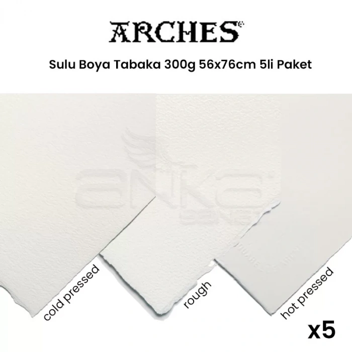 Arches Sulu Boya Tabaka Natural White 185g 56x76cm 5li Paket