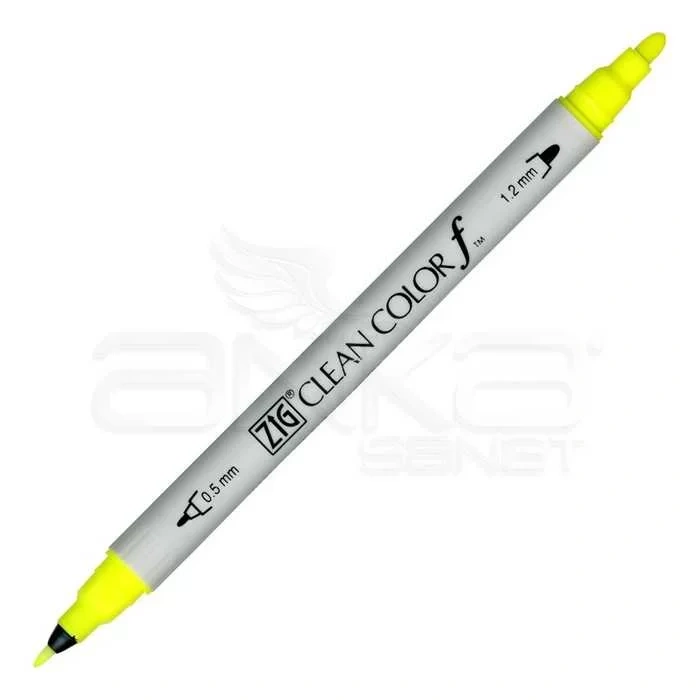 Zig Clean Color f Çift Uçlu Marker Kalem Fluorescent Yellow 001