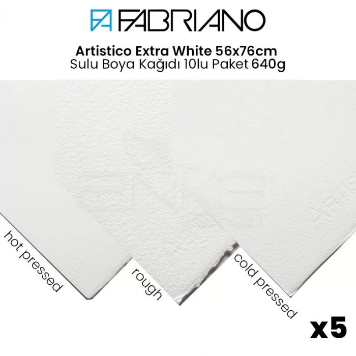 Fabriano Artistico Extra White 56x76cm Sulu Boya Kağıdı 5li Paket 640g