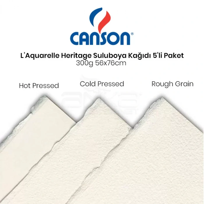 Canson LAquarelle Heritage Sulu Boya Kağıdı 5li Paket 300g 56x76