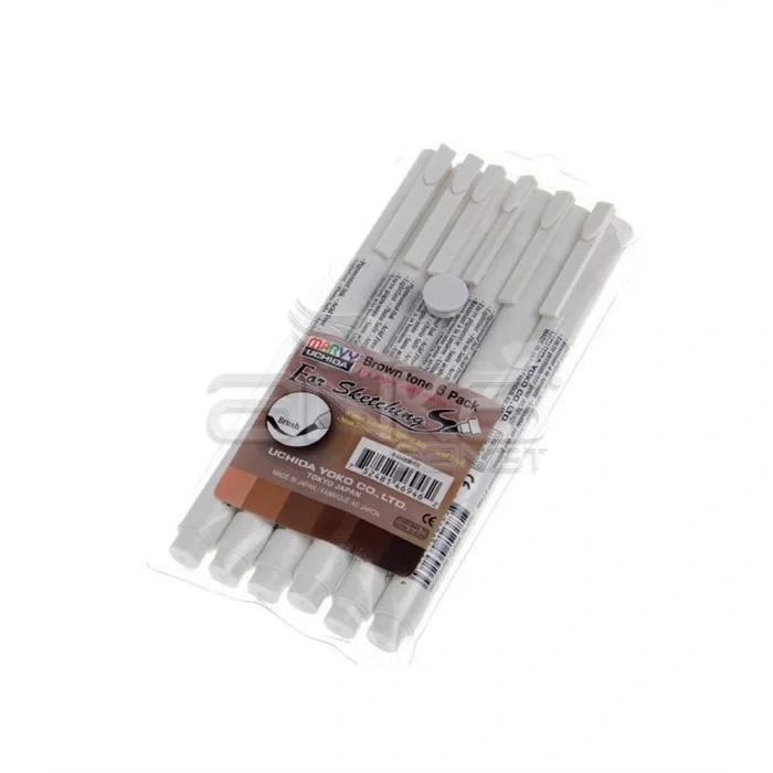 Marvy For Sketching Fırça Uçlu Kalem 6lı Set Kahve Tonlar