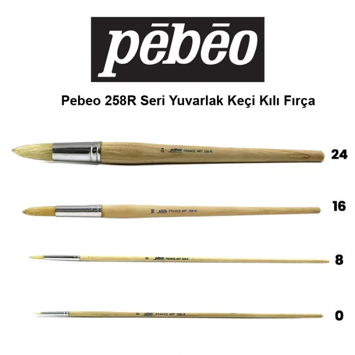 Pebeo 258R Seri Yuvarlak Uçlu Keçi Kılı Fırça