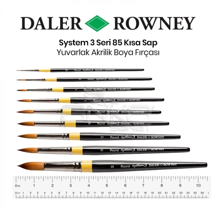 Daler Rowney System 3 Seri 85 Yuvarlak Sulu Boya ve Akrilik Boya Fırçası