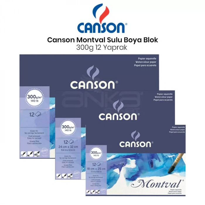 Canson Montval Sulu Boya Blok 300g 12 Yaprak