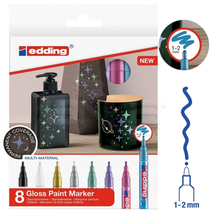 Edding 751 Gloss Paint Marker Metalik Renkler 1-2mm 8li Set