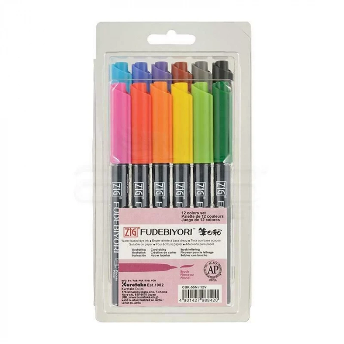 Zig Fudebiyori Brush Pen 12li