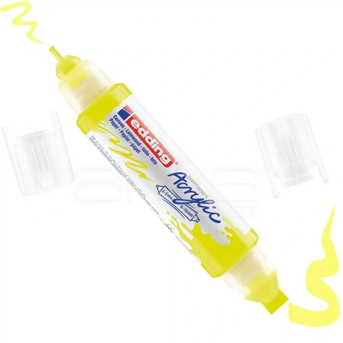 Edding 5400 Akrilik Marker Kalem Çift Uçlu 3D Double Liner 065 Fosforlu Sarı