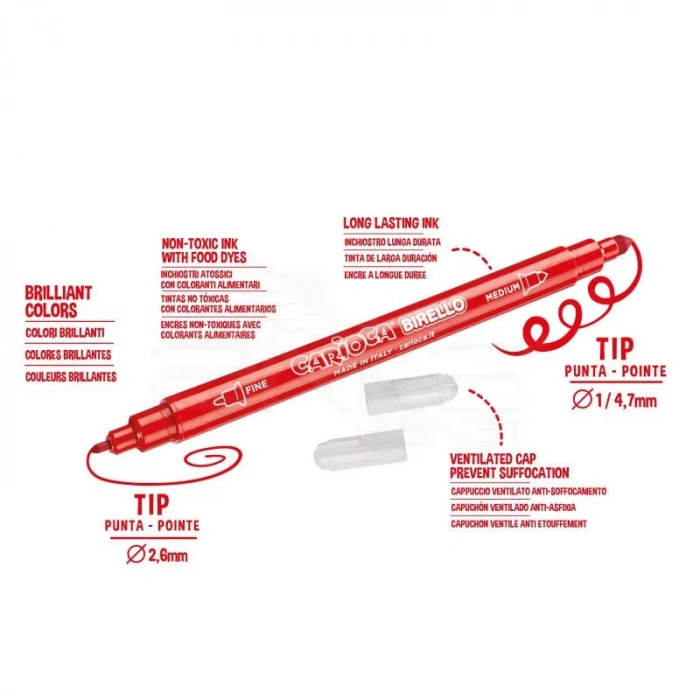 Carioca Birello Süper Yıkabilir Çift Taraflı Keçeli Boya Kalemi 24lü 41521