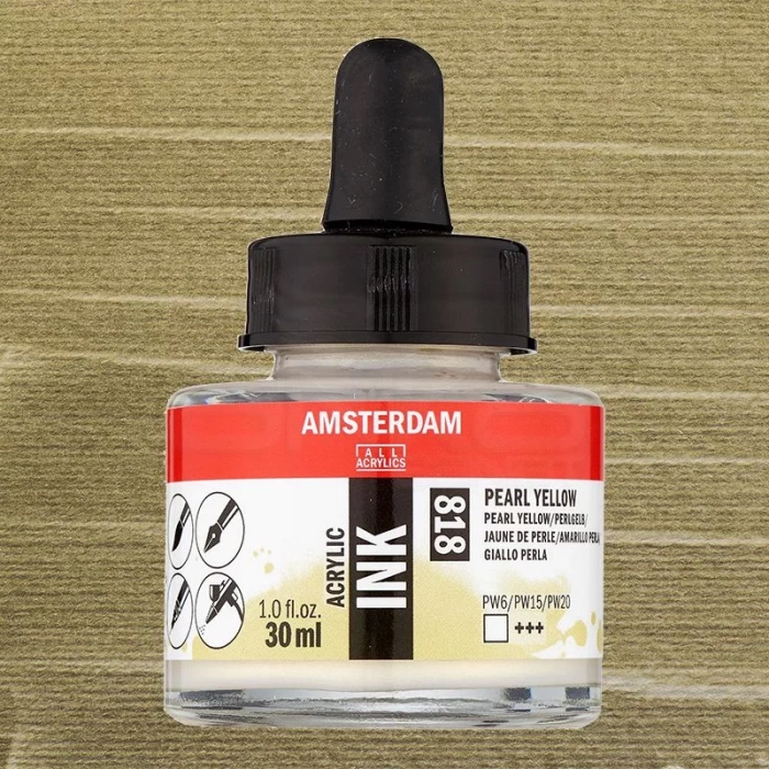 Talens Amsterdam Acrylic Ink 30ml 818 Pearl Yellow