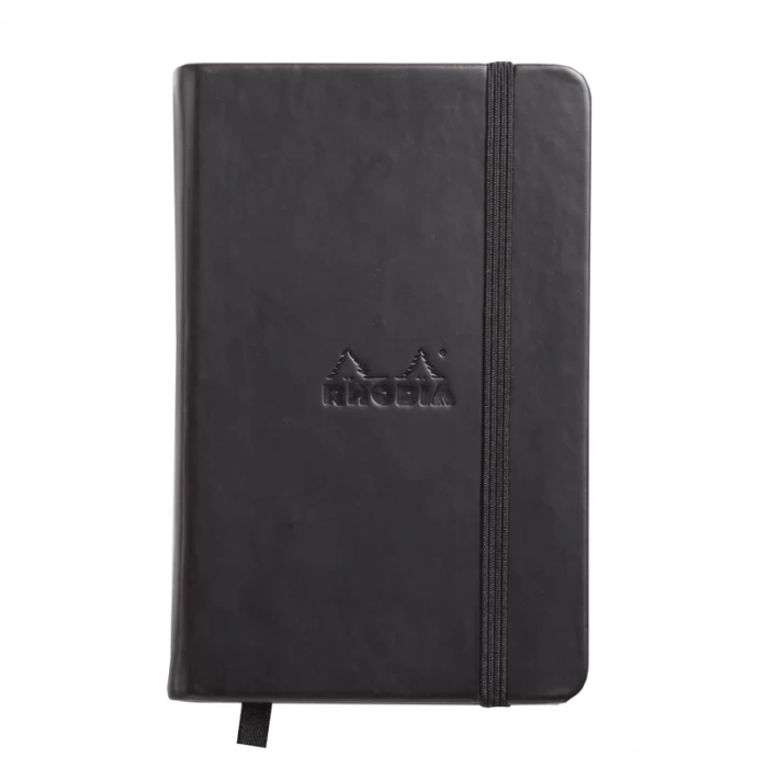 Rhodia Sert Kapak Lastikli Defter Noktalı Siyah 9x14cm