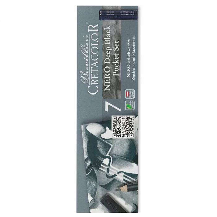 Cretacolor Nero Drawing Set Yağlı Kömür Çizim Seti 7li Metal Kutu 40008