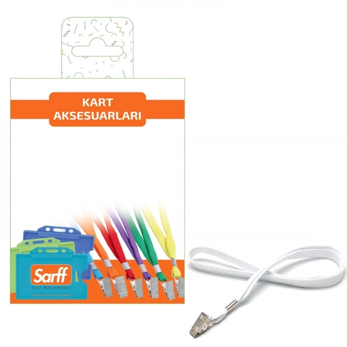 SARFF METAL KLİPSLİ BEYAZ EKO ASKI İPİ BLİSTER - 10ADET