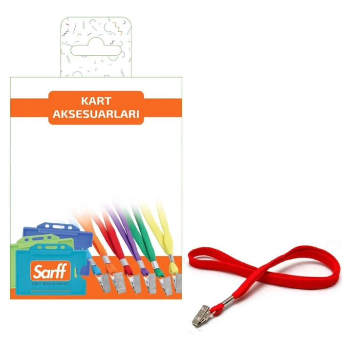 SARFF METAL KLİPSLİ KIRMIZI EKO ASKI İPİ BLİSTER - 10ADET