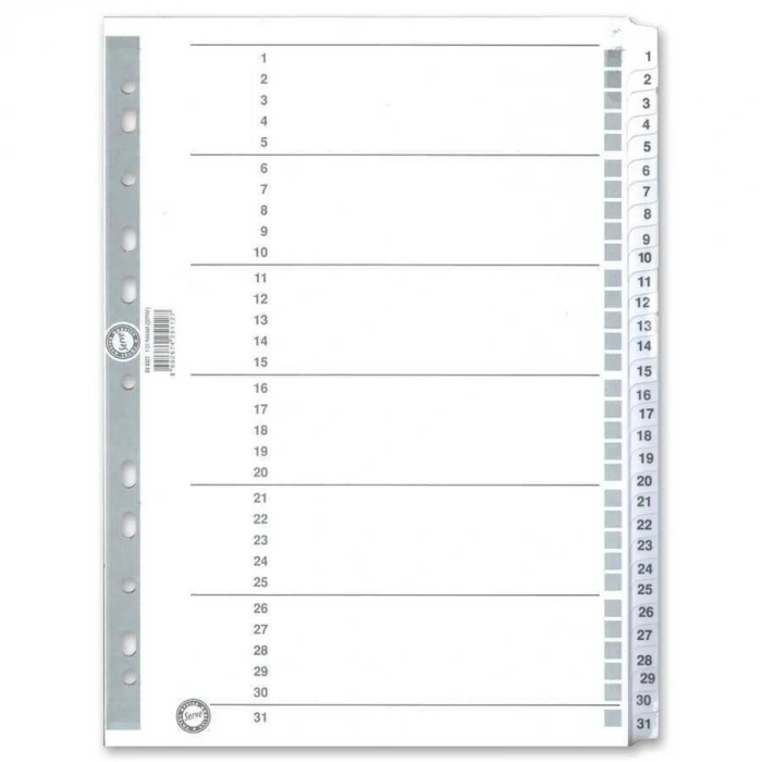 Serve Seperatör A4 1-31 Rakam Karton